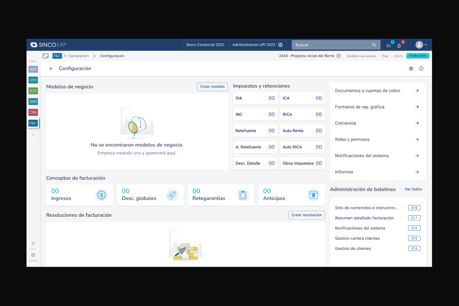 Dashboard on first login, with counters at zero and actionable empty states