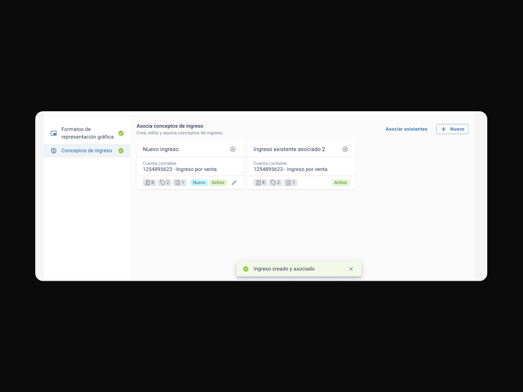 Inline creation of income concepts without leaving the step
