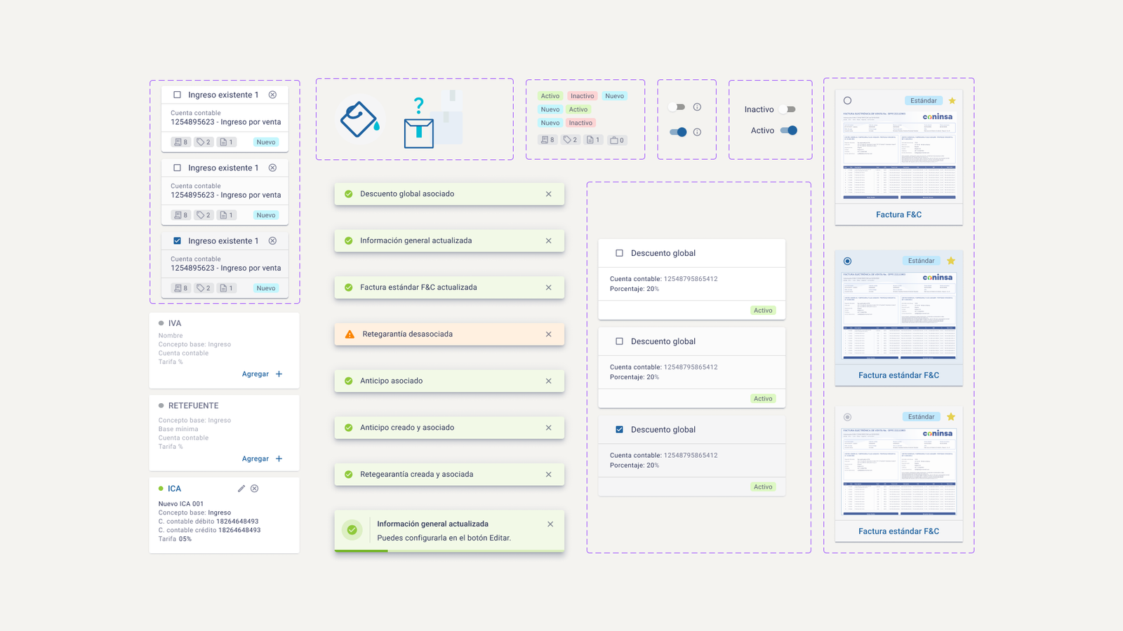 Business models list in the redesigned Sinco ERP module