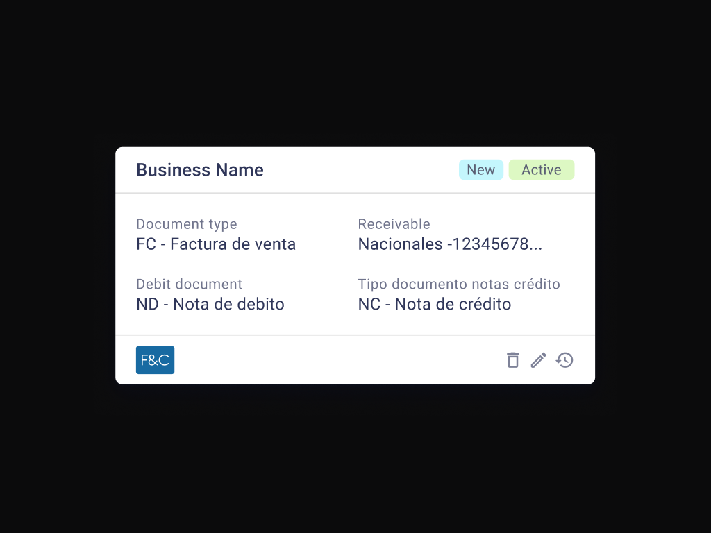 Model cards showing status, document type and account at a glance