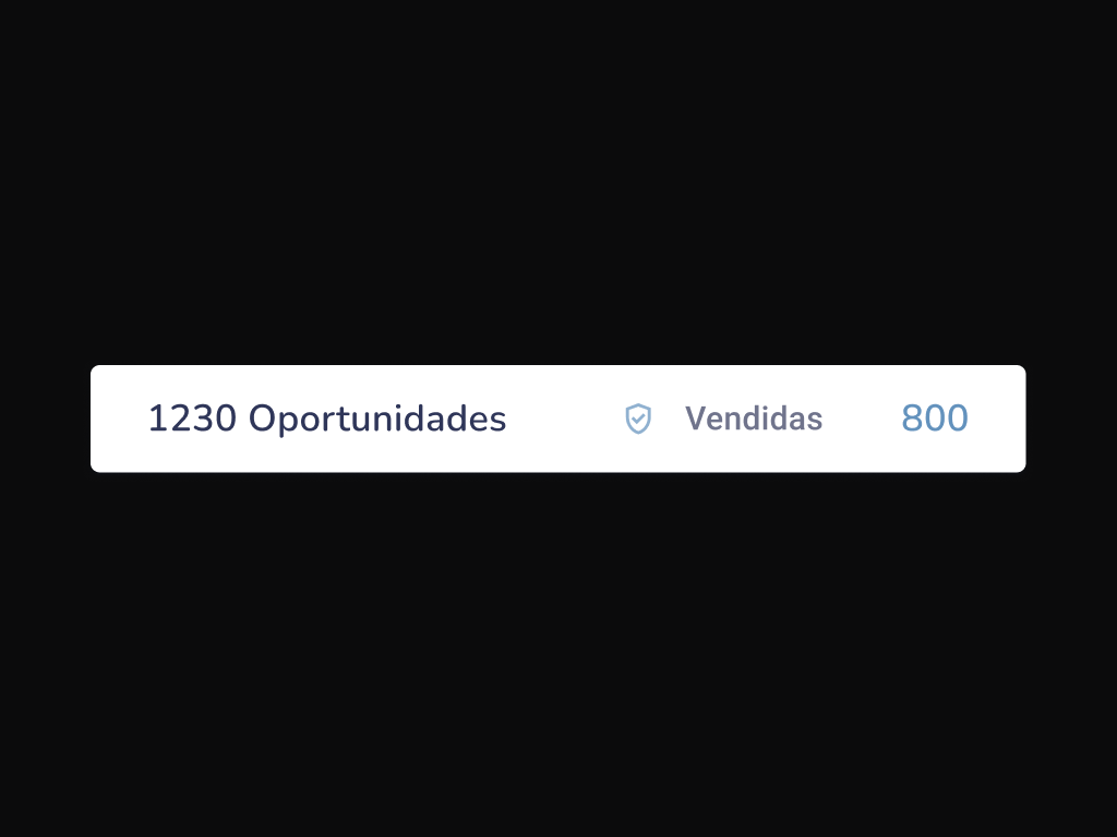 KPI summary bar with total opportunities and breakdown by status